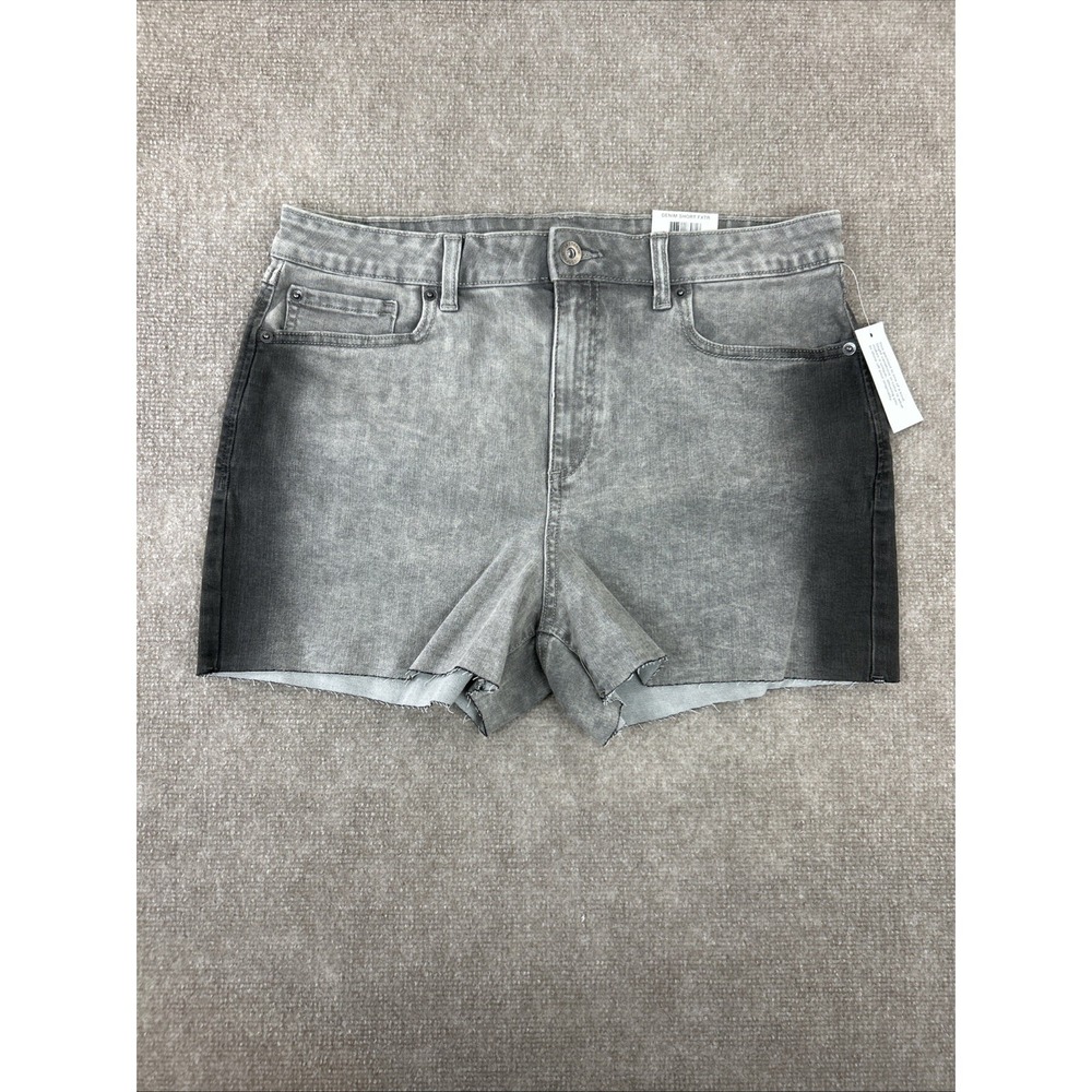 INC International Concepts Core Denim Shorts Womens 12 Gray Stretch High Rise